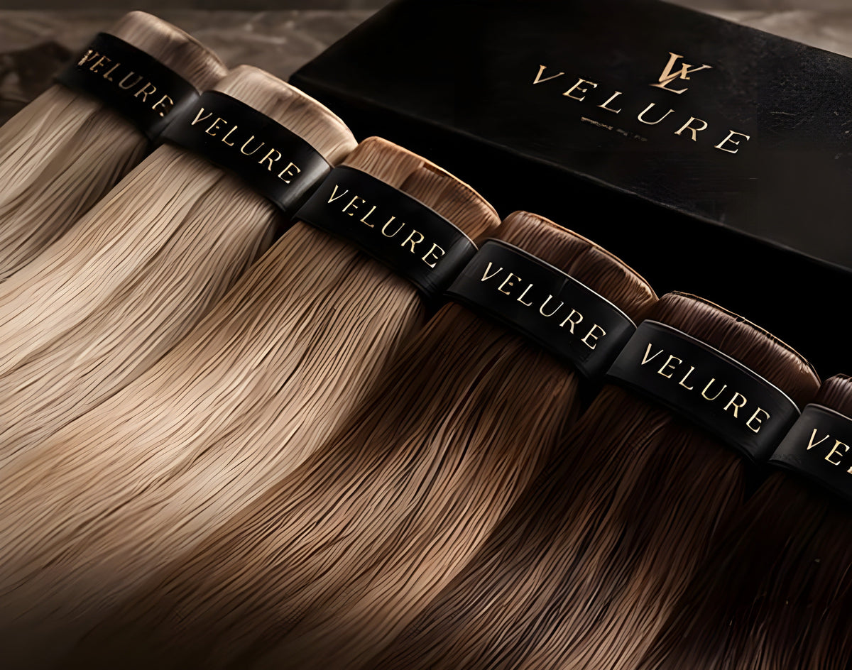 Hand-tied wefts in several shades